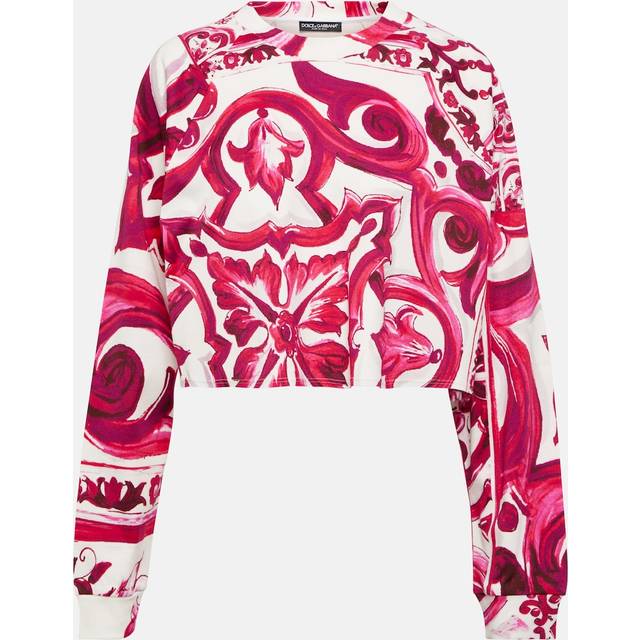 Dolce&Gabbana Majolica cropped cotton jersey sweatshirt