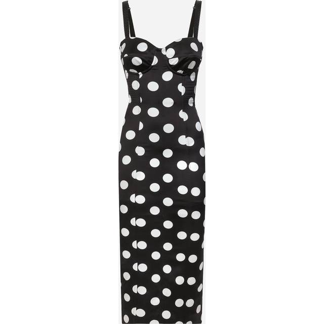Dolce & Gabbana Satin Midi Dress With Polka-dot Print And Corset Details - Woman Dresses Print 46