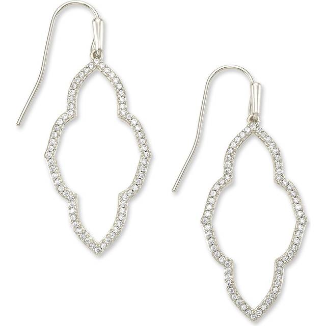 Kendra Scott Abbie Small Open Frame Earring in Silver-Plated Brass  Fashion Jewelry for Women  Rhodium