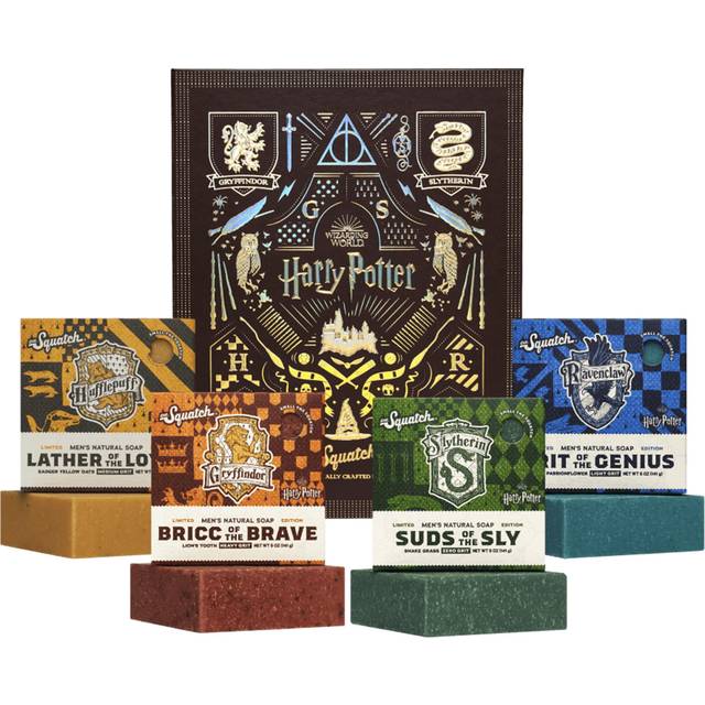 Dr. Squatch Soap Harry Potter Collection with Collector's Box - Men's Natural Bar Soap - 4 Bar Soap Bundle and Collector's Box - Soap inspired Gryffin