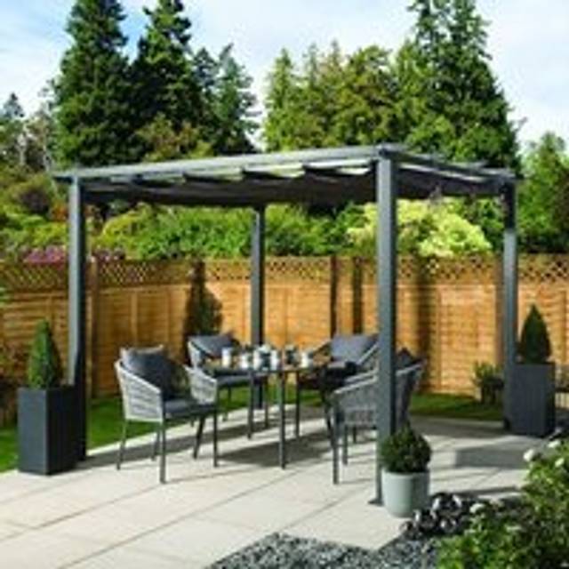 3x3m Garden Gazebo Platinum Aluminium with a Charcoal Canopy