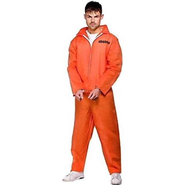 HENBRANDT Orange fängelsedräkt för vuxna män, utklädnad, dräkt, fånge, ”boiler suit”, intern, overall, byxdräkt, fängelse, maskerad, kostym (standard)