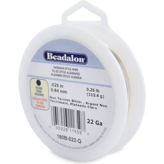 Beadalon German Style Wire for Jewelry Making  Round  Silver Plated  22 Gauge  125 ft