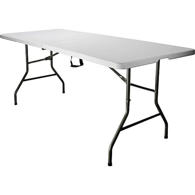 Heavy Duty Folding Camping Picnic Plastic Table - White / 6ft
