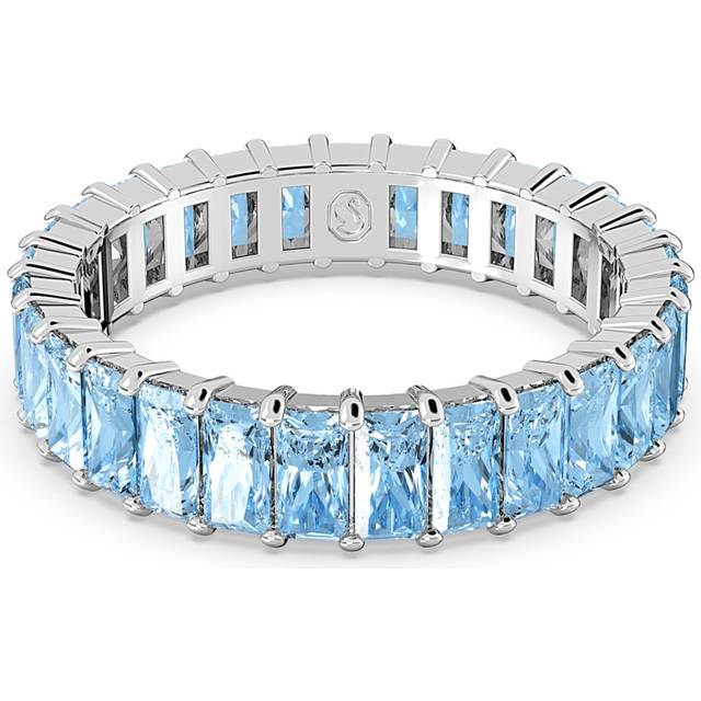 Matrix ring, Baguette cut, Blue, Rhodium plated - 64