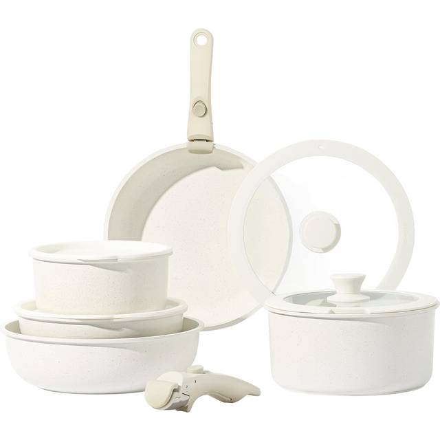 CAROTE 11pcs Pots and Pans Set Non Stick  Cookware Sets Detachable Han