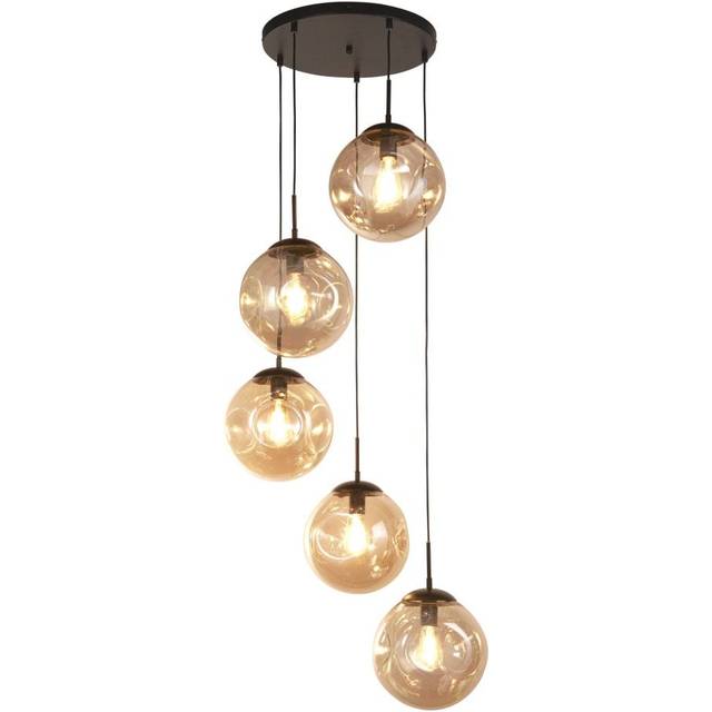 Searchlight 22123-5BK Punch 5 Light MultiDrop Black Metal Champagne Pu
