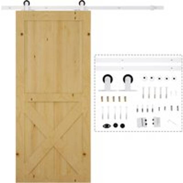 HOMCOM 6ft Modern Carbon Steel Sliding Door Track Kit White