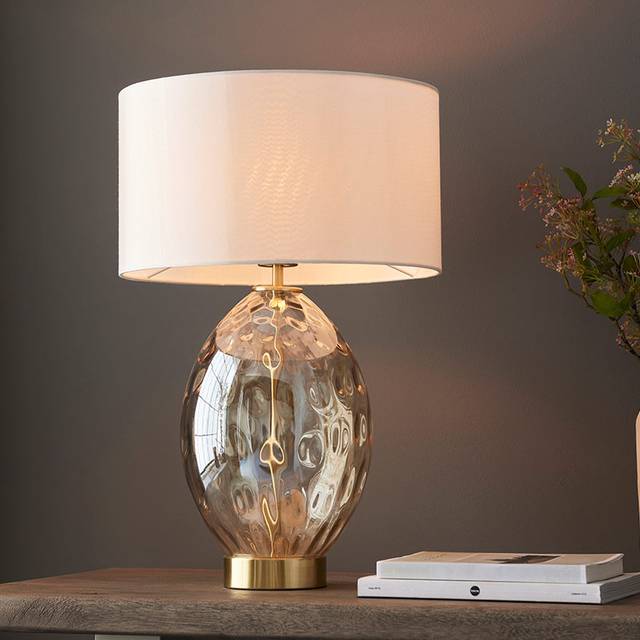 Elin Dimple Table Lamp - Champagne - White