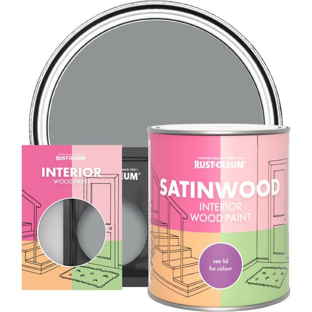 Rust-Oleum Interior Wood Paint, Satinwood - Mid-Anthracite - 750ml - Grey