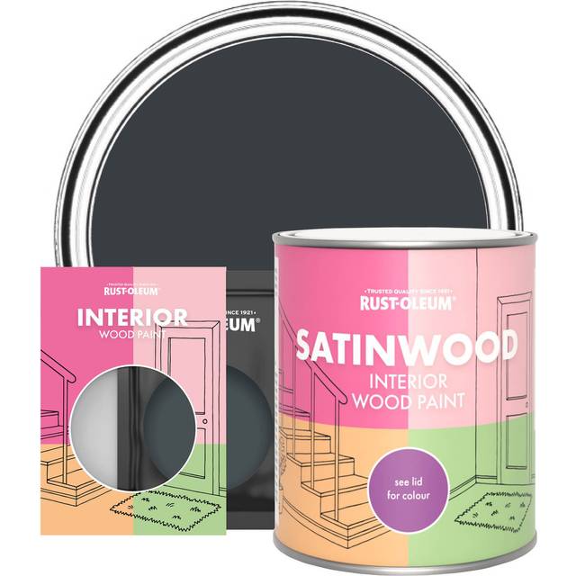Rust-Oleum Interior Wood Paint, Satinwood - Anthracite (Ral 7016) - 750ml - Grey