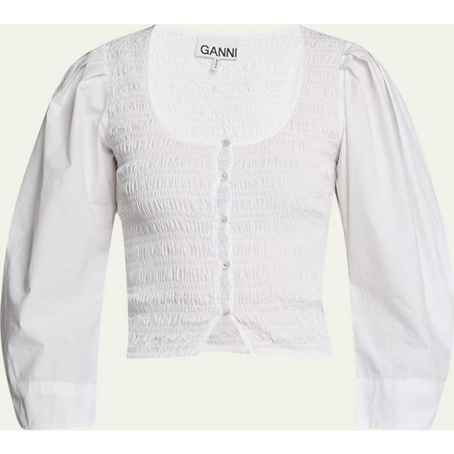 Cotton Poplin Smock Blouse in Bright White - 42 EU