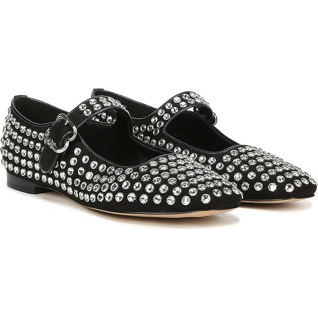 Sam Edelman Women's Michaela Mary Jane Flat  Black Suede Gem  5.5
