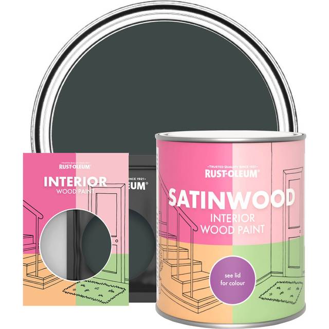 Rust-Oleum Interior Wood Paint, Satinwood - Black Sand - 750ml