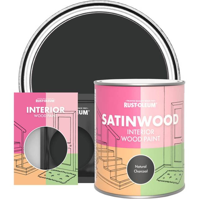 Rust-Oleum Interior Wood Paint, Satinwood - Natural Charcoal (Black) - 750ml