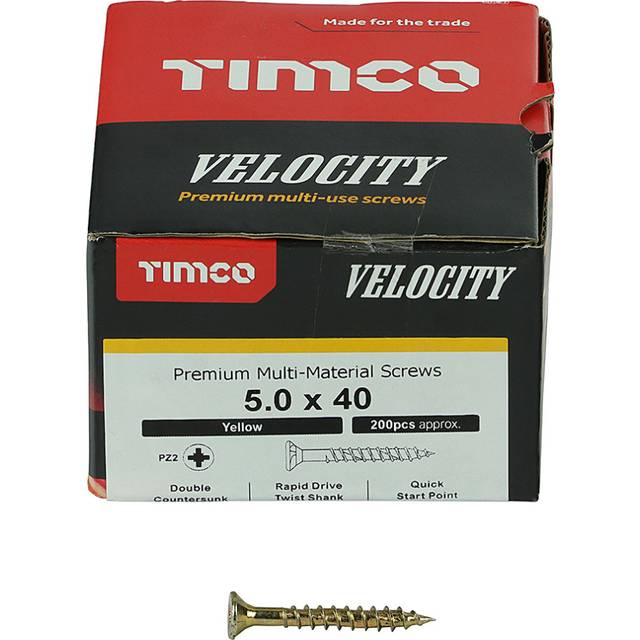 Velocity Premium Countersunk Pozi Wood Screws 5mm 40mm Pack of 200