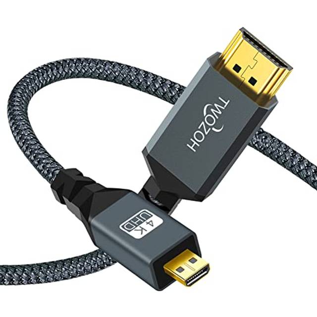 4K Micro HDMI to HDMI Cable 2M, High Speed HDMI to Micro HDMI 2.0 Braided Lead support 3D 4K 60Hz 1080p for GoPro Hero 7, Sony Camera, Raspberry Pi 4,