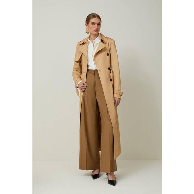 Petite Tailored Classic Belted Trench Coat - Camel