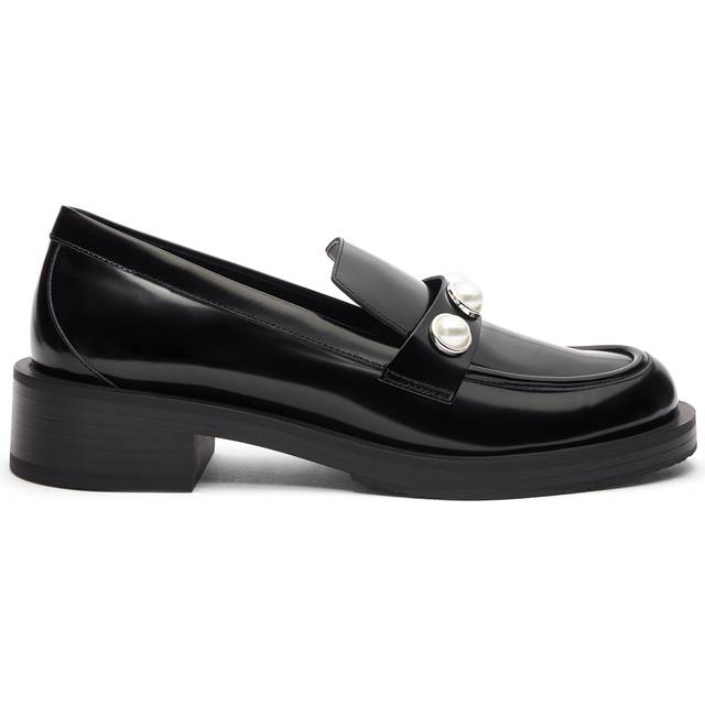 Stuart Weitzman Portia Bold Leather Loafers, Brand Size 36 ( US Size 5.5 ) - Black (Size 5.5)