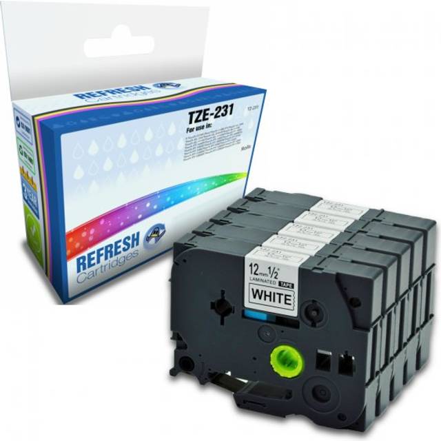 Everyday Valuepack of 5 Compatible Brother TZe-231 Black On White Laminated 12mm P-Touch Labelling Tapes (TZe-231M5)