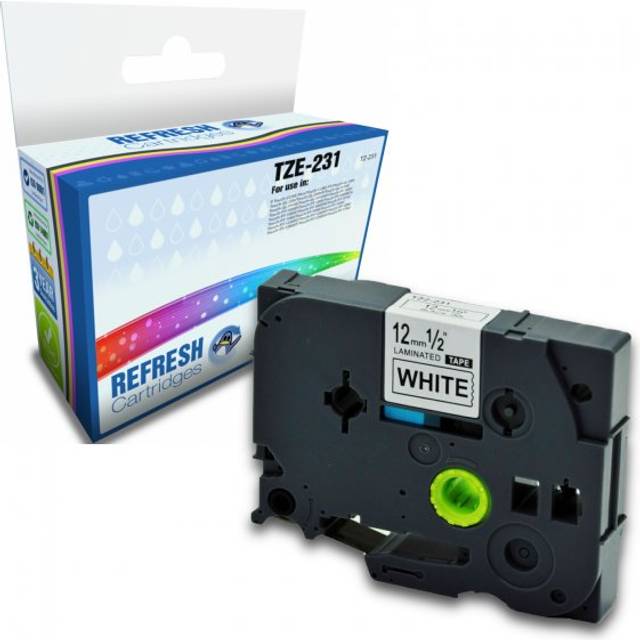 Compatible Brother TZe-231 Black On White Laminated 12mm P-Touch Labelling Tape