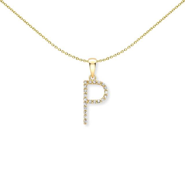 Jewelco London 9ct Yellow Gold Diamond Initial Charm Pendant Letter L 7mm x 18mm - INNR0212-L