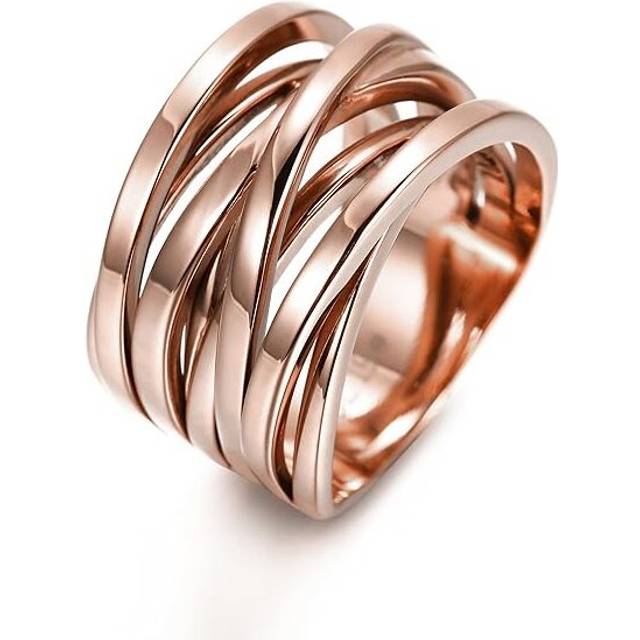 Intertwined Ring Enhancers for Women Statement  Ring Silver Gold Rose Gold Plated Ring Engraving Customized Personalized(6-Rose gold)