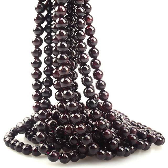 "ICAI Beads 4mm Natural Garnet Gemstone Round Loose Stone Beads for Jewelry Making DIY Crafts Design 1 Strand 15"""""""" APPR.98-100pcs"