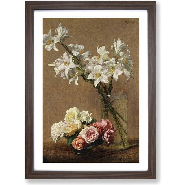 Flowers by Henri Fantin-Latour Framed Painting Print - Walnut (62cm H X 45cm W)
