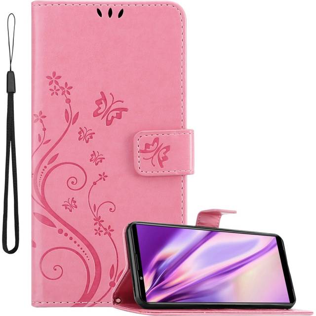 (FLORAL TURQUOISE) Cadorabo Flower Case for Sony Xperia PRO-I Cover Book Wallet Protection PU Leather Flip Etui magnetic closure