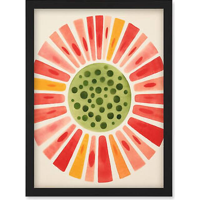 Wall Art Print Abstract Watermelon Kitchen Artwork Bright Colourful Pastel Pigments Artwork Framed A4 - Black - A4