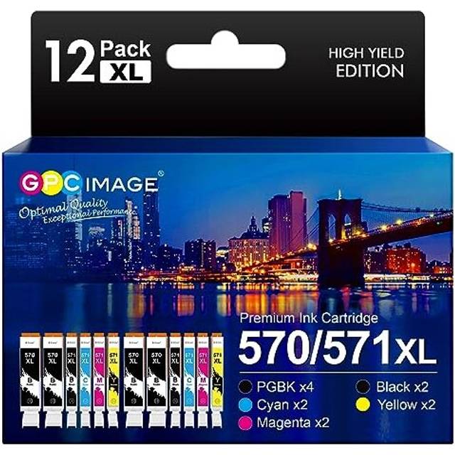 12-Pack PGI 570XL CLI 571XL Ink Cartridges Replacement for Canon 570 571 Compatible with PIXMA MG5700 MG5750 MG5751 MG6850 MG6851 TS5050 TS5051 TS6050