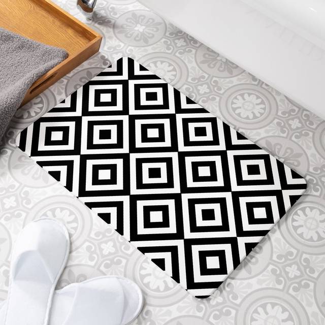 Diamond Tile Rectangle Non-Slip Bath Mat - White (39cm W)