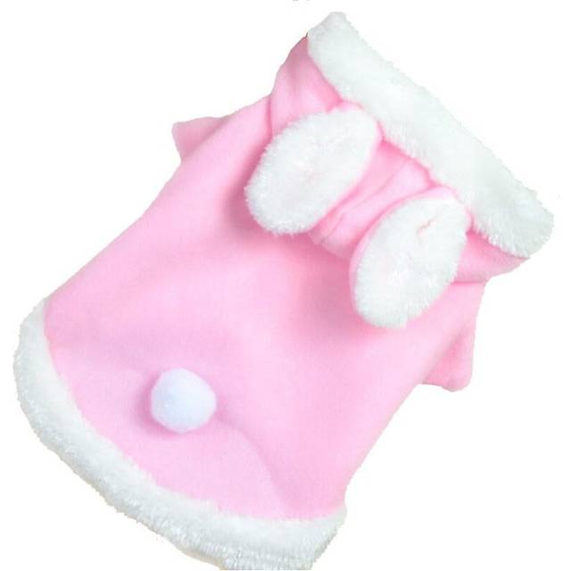 (Pink, L) Christmas Pet Clothes Fashion Cute Rabbit Plush Dog Apparel Pet Hoodie Costume Winter Clothing