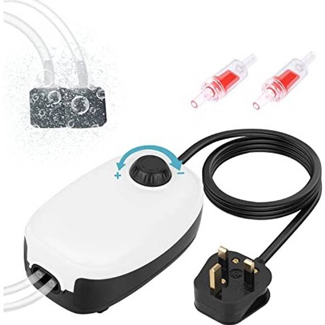 Eyein Aquarium Air Pump, Adjustable Silent Fish Tank Air Pump Up to 400L with Dual Outlets, 3L/Min 18PA Powerful Oxygen Pump, Hangable Whisper Ae