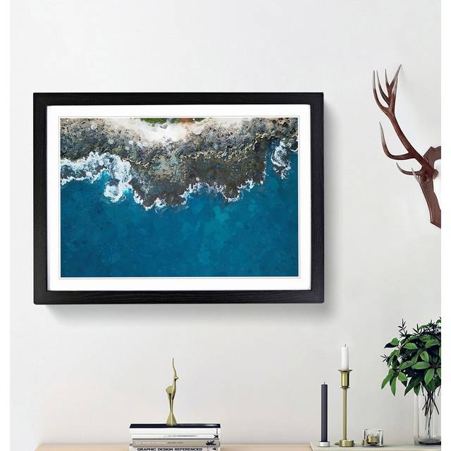 The Coast of Waianae in Honolulu Hawaii - Picture Frame Graphic Art Print - Black Framed (48cm H x 65cm W x 2cm D)