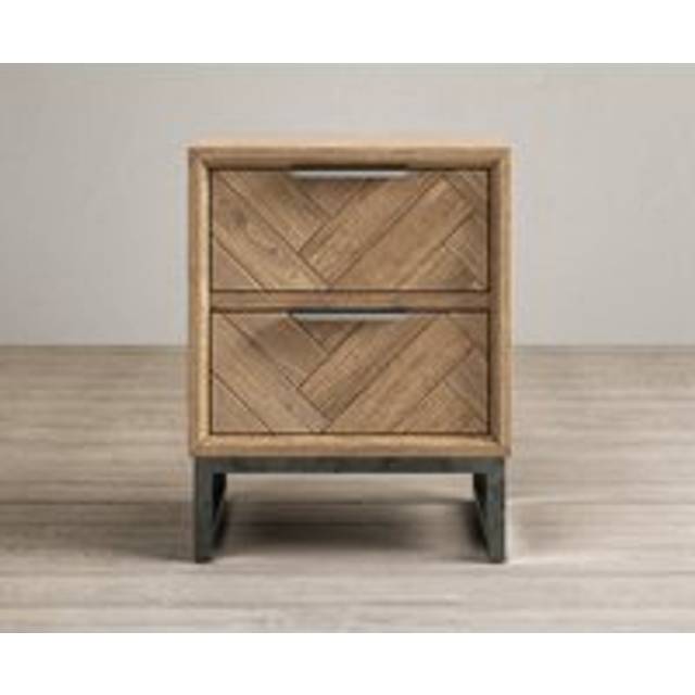 Herringbone Solid Oak 2 Drawer Bedside Table