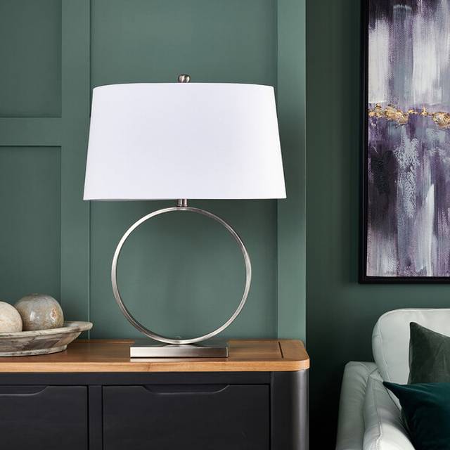 Brushed Metal Lamps - Regis Table Lamp - Oak Furnitureland