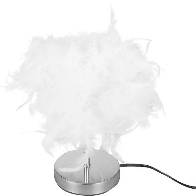 Feather Shade Metal Table Lamp Bedside Desk Night Light Eu Plug