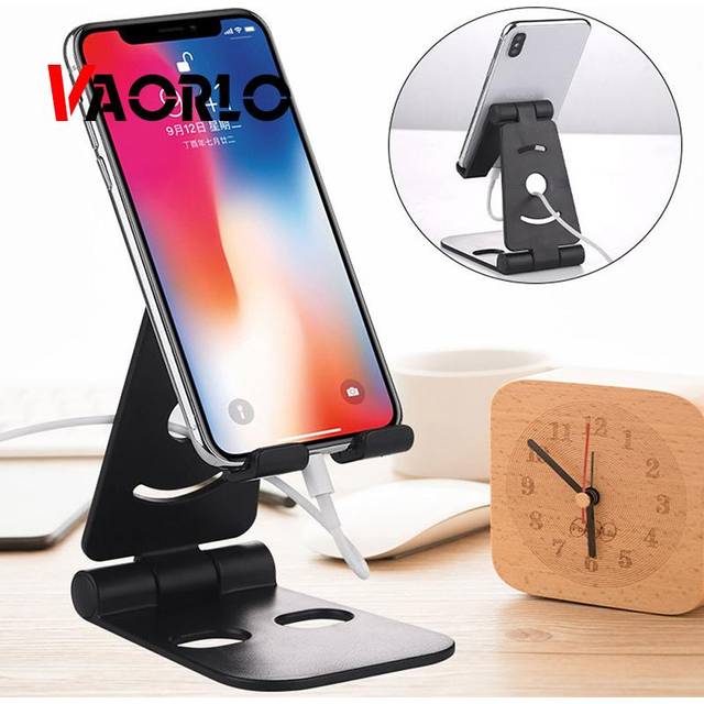 VAORLO Multi-angle Adjust Bärbar telefon Lazy Mount Universal hopfällbar telefon Tablettställ för Samsung iPhone ipad svart
