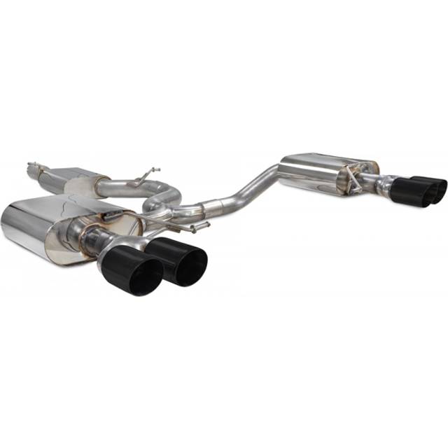 &#34;Scorpion Resonated 3.15&#34; GPF Back Exhaust System&#34; - 4x 83mm Round Daytona Ceramic Black Tailpipes