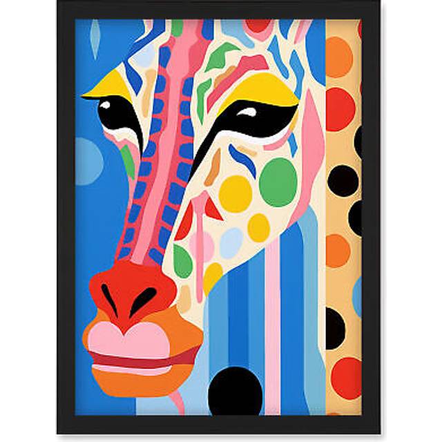 Wall Art Print I Woke Up Like This Giraffe Henri Matisse Style Artwork Vibrant Abstract Portrait Artwork Framed A4 - Black - A4