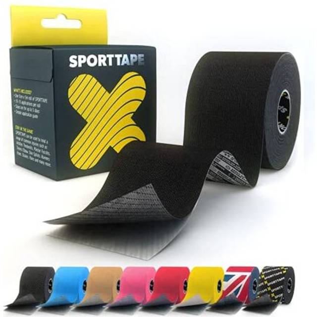 Extra Sticky Kinesiology Tape, 5cm x 5m - Black | Hypoallergenic, Waterproof Sports Tape | Physio, Medical Sports Tape for Muscle Injury, Support |