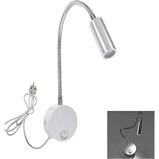 Flexible 3W LED Bedside Reading Lights, Wall Mounted LED Wall Lamp Working Study Light with Plug & Switch for Bedroom, Office, Workbench, Studio