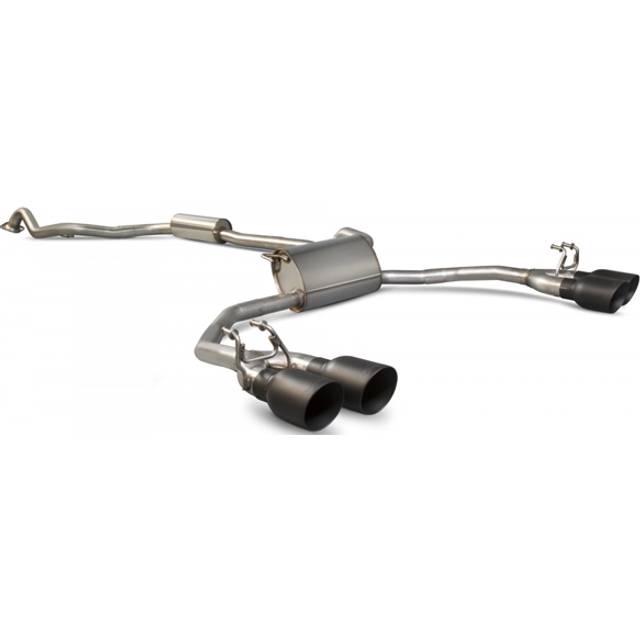 &#34;Scorpion Resonated 2.5&#34; Cat Back Exhaust System&#34; - 2x 100mm Round Daytona Ceramic Black Tailpipes