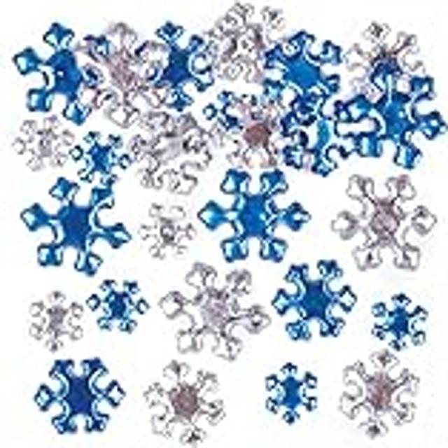 AT232 Snowflake Acrylic Jewels, Christmas Arts and Crafts (Pack of 100), Assorted