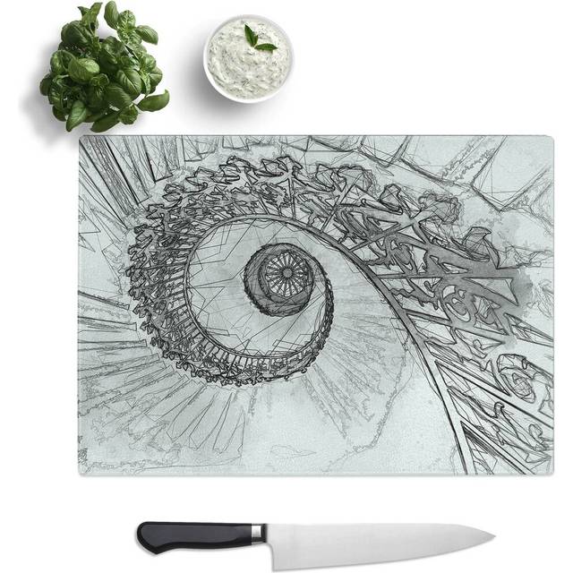 Tempered Glass Spiral Staircase Chopping Board (28.5 cm W x 20 cm L)