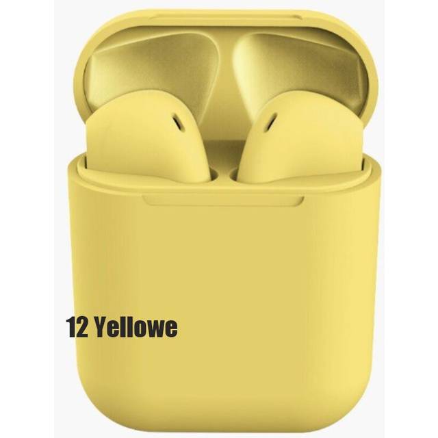 (a-Yellow) Best TWS Wireless Earphones Bluetooth 5.0 Earphone Matte Macaron Earbuds With Mic  Headset Headphones mini 2 i12 i9S  TWS