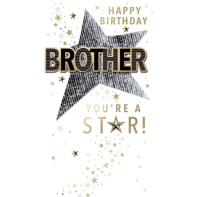 Happy Birthday Brother Embellished Birthday Card Champagne Greeting Card