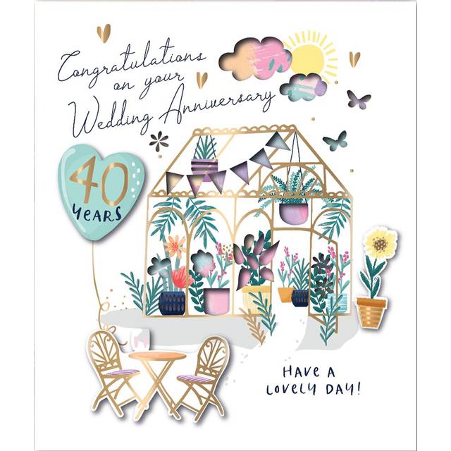 40 Years Embellished Ruby Wedding Anniversary Card Talking Pictures Cards